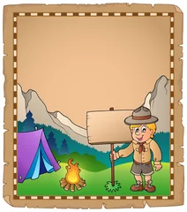 Wall murals For kids Parchment with scout boy and board