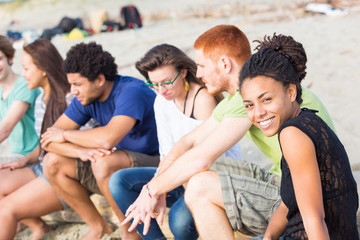 Multiracial Group of Friends at Beach