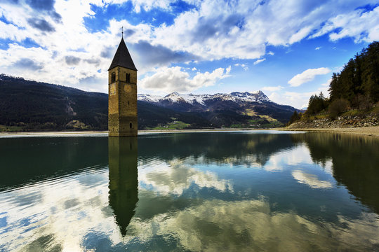 Campanile di Curon, Lago di Resia, Val Venosta