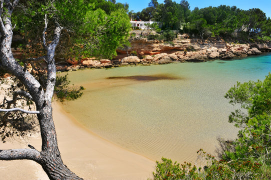 Cala Calafato beach in Ametlla de Mar, Spain