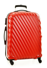 Plastic suitcase isolated on white