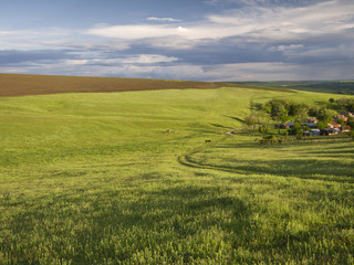 Beautiful rural landscape pictures in the sunny cloudy weather