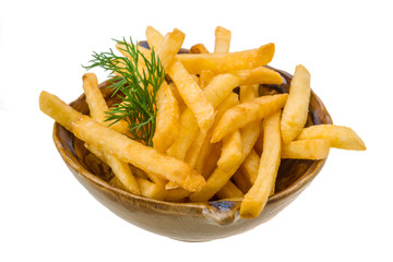 French fries on white background