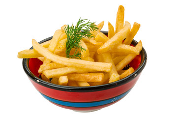 French fries on white background