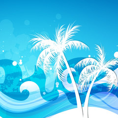 Fototapeta na wymiar Vector Illustration of a Summer Background with Palm Trees