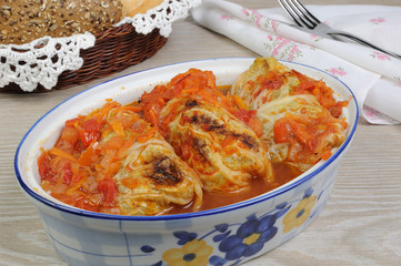 stuffed  cabbage savoy cabbage with tomato sauce