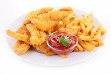 fried chicken and french fries