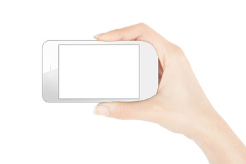 Female hand holding mobile phone