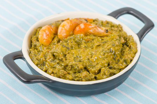 Caruru - Brazilian dish made from okra, shrimp, palm oil & nuts