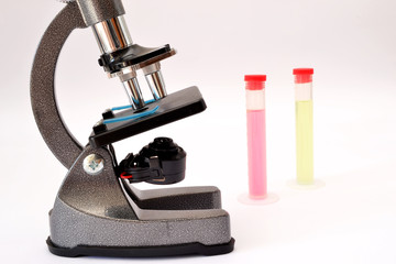 Microscope and test tubes