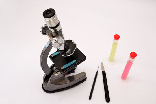 Microscope and test tubes