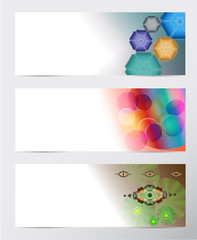Set of paper banners with abstract background