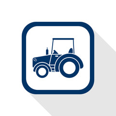 square blue icon tractor with long shadow