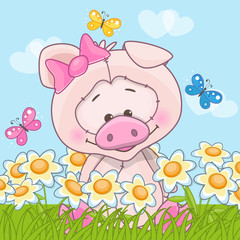 Pig with flowers
