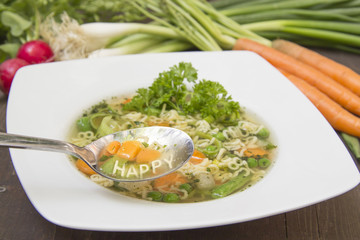 Buchstabensuppe Happy