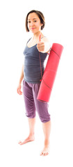 Fototapeta premium Young woman showing thumbs up sign