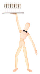 wooden Dummy waiter with champagne on tray