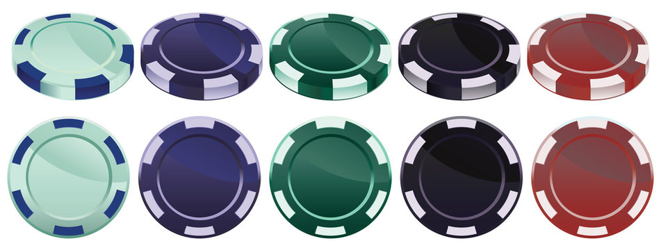 Set of isolated fiches. Top and perspective view