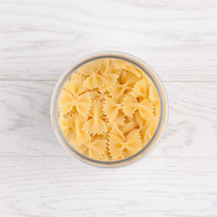 Pasta in glass pot