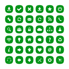 Green flat rounded square icons