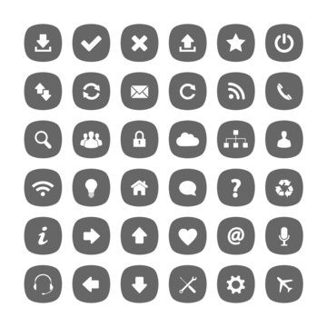 Grey flat rounded square icons