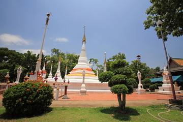 Many white pagodas of Thai temple