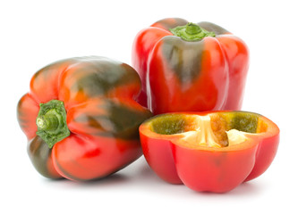 Bell peppers isolated on white background closeup