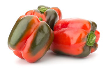 Bell peppers isolated on white background closeup