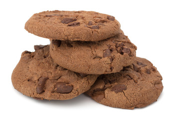 Chocolate homemade pastry biscuits isolated on white background