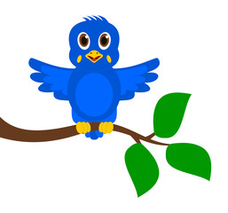 exotic blue bird on a branch
