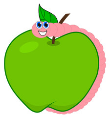 a worm eating an apple