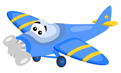 blue airplane with eyes