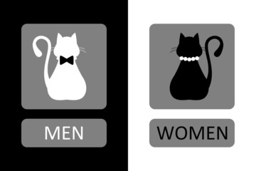 Cat Toilet Sign Black and White