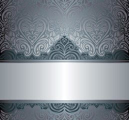 Silver luxury vintage invitation floral background design