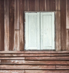 Grunge wooden window ,Tropical house, Spotted wood wall