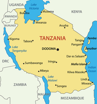 United Republic of Tanzania - vector map
