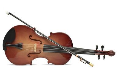 Obraz premium skrzypce drewniane na białym tle nad białym