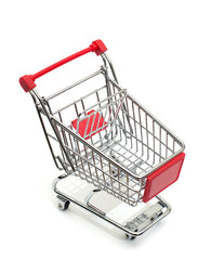 grocery basket isolated on white