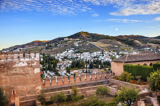 Alhambra Walls Granada Cityscape Andalusia Spain