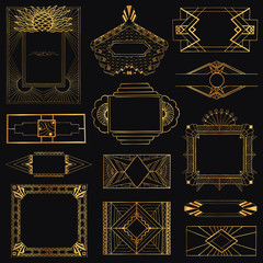 Art Deco Vintage Frames and Design Elements - hand drawn