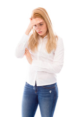 Fototapeta premium Young woman suffering from headache