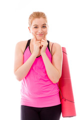 Young woman showing smiley face