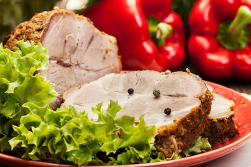Slices of roasted shoulder