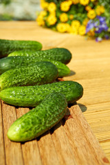 cucumbers on the wooden