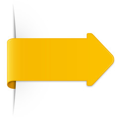 Long yellow sticker arrow with shadow & copy space