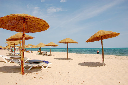 Summertime tourist district in Tunisia