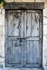 Old colonial doors of mexican hacienda