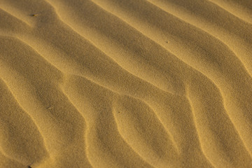 Close-up of sand ripples at sunset