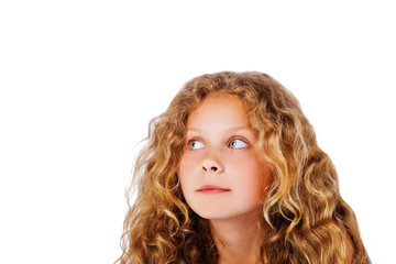 Fototapeta premium child looking away isolated on white