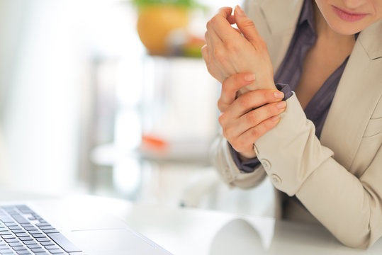 Closeup On Business Woman With Wrist Pain